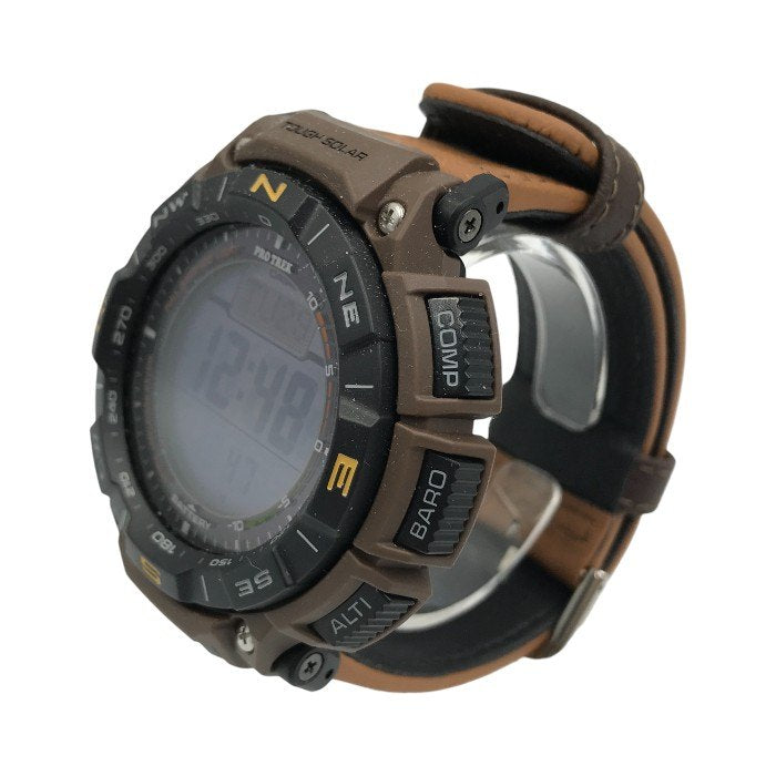 CASIO カシオ PRO TREK 腕時計 メンズ タフソーラー 電波 デジタル 登山 アウトドア コンパス コヨーテブラウン/ブラック PRG-340L-5JF 中古 T1