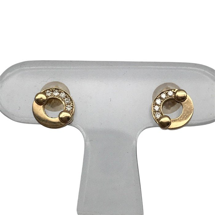 俄 NIWAKA K18PG/ダイヤモンド0.03ct ピアス レディース 両耳 2個セット スタッド ラウンド リング ピンクゴールド 中古 T1