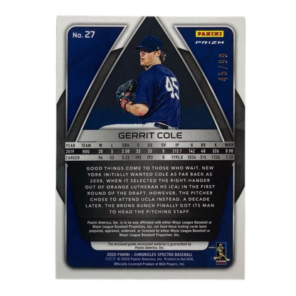 PANINI MLBカード CHRONICLES SPECTRA PRIZM GERRIT COLE NEW YORK YANKEES /99 #27 中古 IT2
