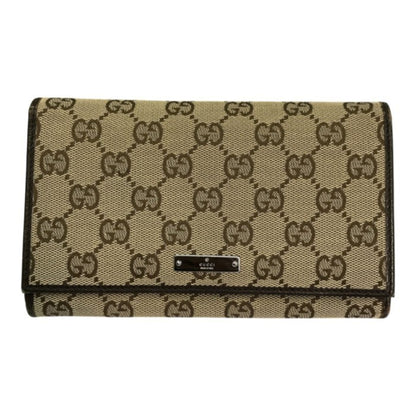GUCCI グッチ GGキャンバス 長財布 レディース 2つ折り がま口 ブラウン 115100 中古 T1