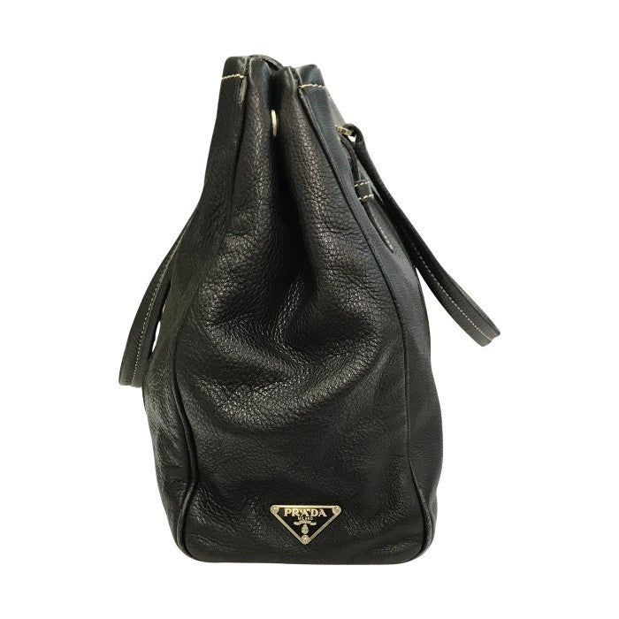 PRADA プラダ トートバッグ レディース レザー ショルダー ハンドバッグ ベルトデザイン A4収納 通勤 ブラック 中古 T1