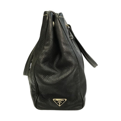 PRADA プラダ トートバッグ レディース レザー ショルダー ハンドバッグ ベルトデザイン A4収納 通勤 ブラック 中古 T1
