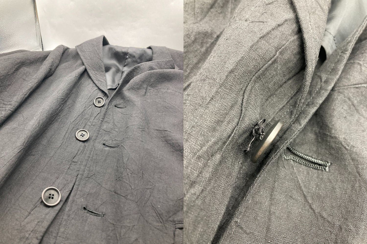 IISSEY MIYAKE MEN イッセイミヤケ メン リネン 縮絨加工 テーラードジャケット ME22FD634 サイズ3 ブラック 中古 D4