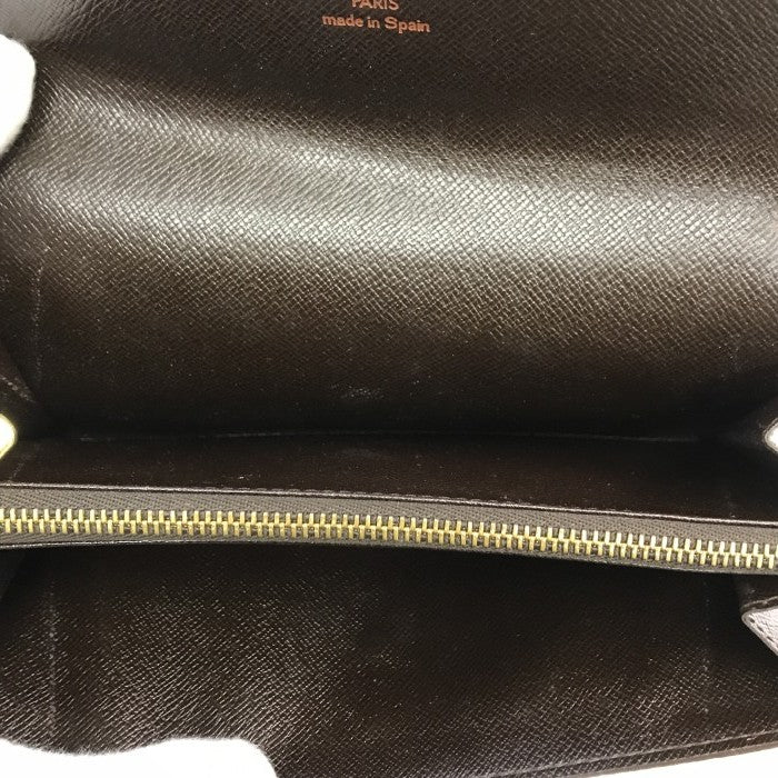 LOUIS VUITTON ルイヴィトン ダミエ エベヌ ポルトフォイユサラ 長財布 2つ折り 旧型 ブラウン N61734 中古 T1