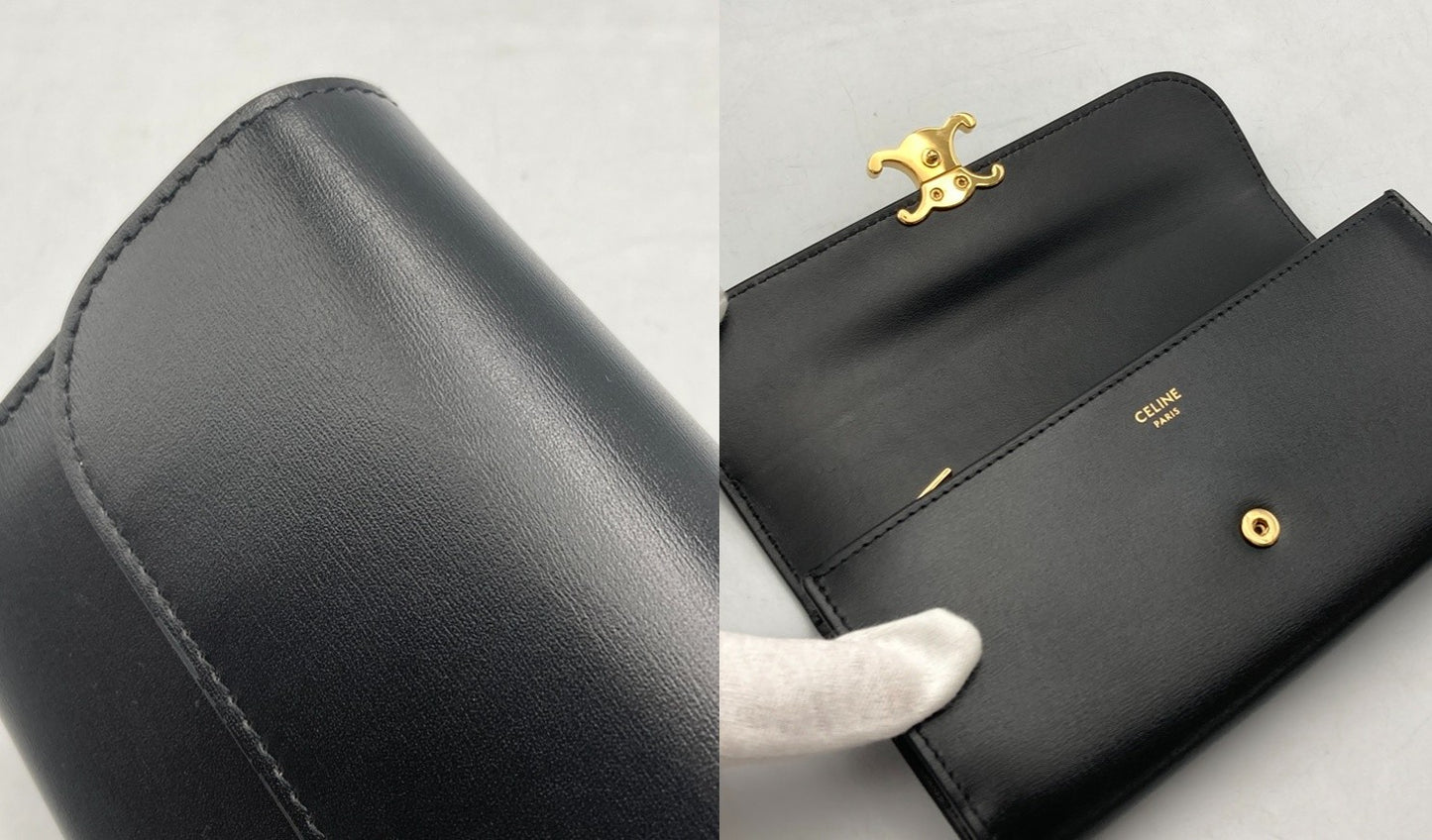 CELINE セリーヌ ラージウォレット トリオンフ / シャイニーカーフスキン 長財布 中古 D4