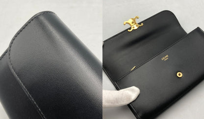 CELINE セリーヌ ラージウォレット トリオンフ / シャイニーカーフスキン 長財布 中古 D4