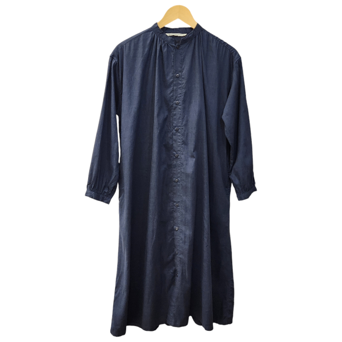 GRANDMA MAMA DAUGHTER グランマママドーター シャツワンピース レディース コットン リネン ネイビー 1サイズ GE2032221-200424 中古 T1