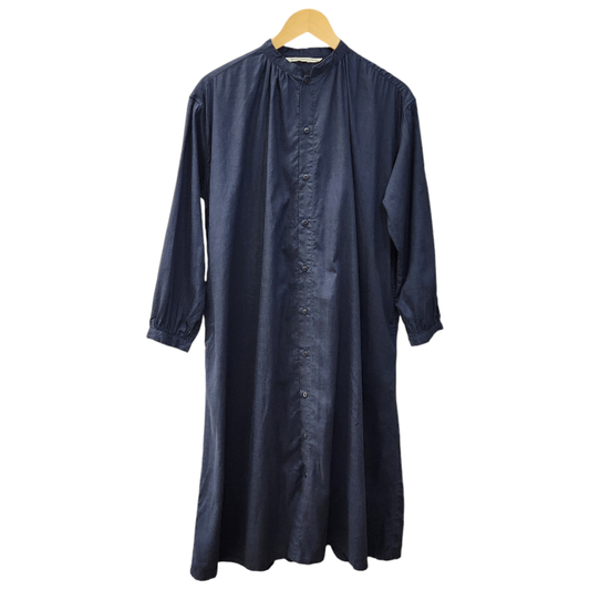 GRANDMA MAMA DAUGHTER グランマママドーター シャツワンピース レディース コットン リネン ネイビー 1サイズ GE2032221-200424 中古 T1