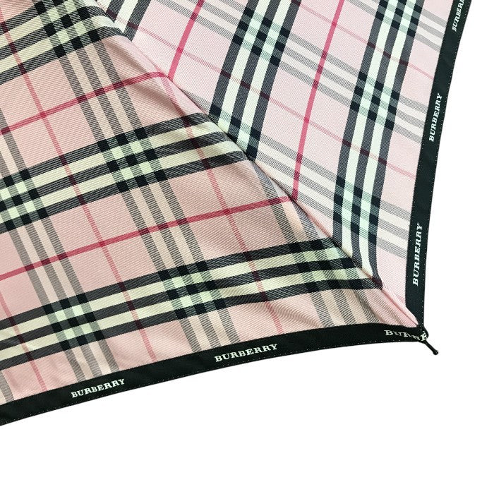 BURBERRY バーバリー 折りたたみ傘 レディース 折り畳み 雨傘 チェック 軽量 カーボン骨 オーロラ株式会社 ピンク 中古 T1
