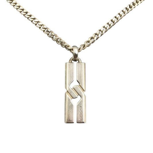 GUCCI グッチ ノットインフィニティ ネックレス シルバー925 喜平チェーン付き AG マット加工 ペンダント 中古 T1