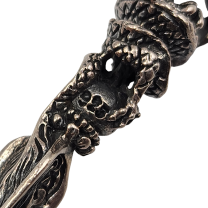 ZOCALO ソカロ ドラゴン ダガー ネックレス メンズ シルバー DARAGON DAGGER ペンダント 龍 ツイスト ロープチェーン シルバー 中古 T1