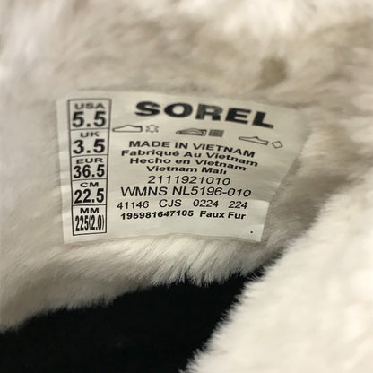 SOREL ソレル キネティック インパクト ショートブーツ レディース 秋冬 厚底 ファー Black/Sea Salt 22.5cm NL5196 中古 T1