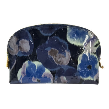 LOUIS VUITTON ルイヴィトン ヴェルニ ポーチ レディース イカットフラワー コスメティック 化粧ポーチ ブルー M90044 中古 T1