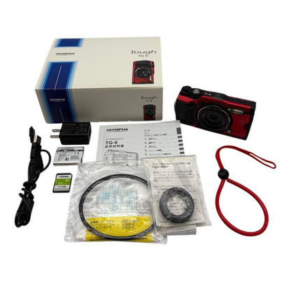 OLYMPUS デジタルカメラ Tough TG-6 レッド 1200万画素CMOS F2.0 15m 防水 100kgf耐荷重 GPS 内蔵Wi-Fi TG-6RED オリンパス デジカメ 水中撮影 アウトドア 防じん 耐衝撃 中古 W1