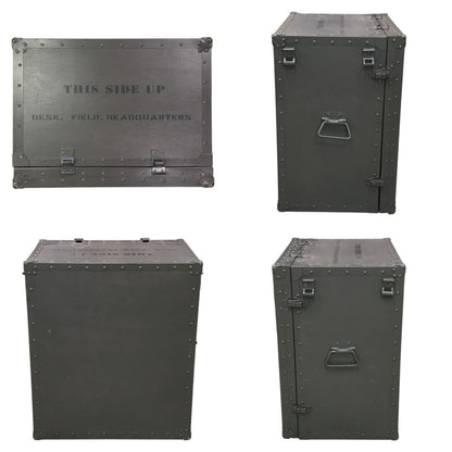 【配送条件あり】 U.S.ARMY フィールドデスク キャビネット/チェア セット 折りたたみ収納 ミリタリー 米軍 レプリカ ブラウン系 中古 T1