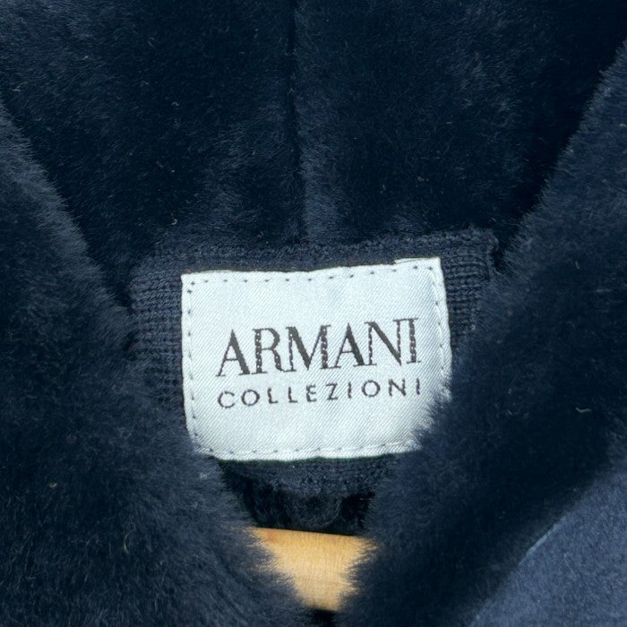 ARMANI COLLEZIONI アルマーニコレツォーニ ニット トップス メンズ 秋冬 ウール/アクリル ショールカラー ムートン襟 ネイビー 54サイズ ファー 中古 W1