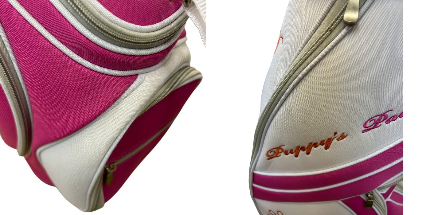 PUPPY’S PAW 仔犬の肉球 レディース ゴルフセット クラブ8本+キャディバッグ付 (ホワイト/ピンク) ウッド アイアン パターユーティリティ スポーツ 中古 W1