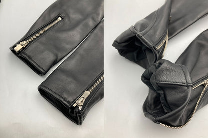 LE CIEL BLEU ルシェルブルー ラムレザー ダブルライダース ジャケット 19S64002-1 サイズ36 レディース 中古 D4