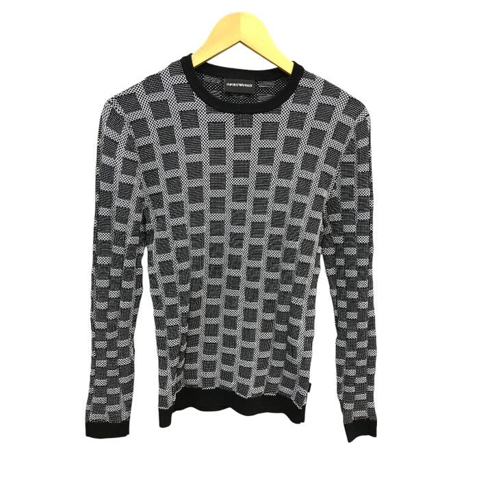 EMPORIO ARMAN エンポリオアルマーニ ニットトップス ブラック/ホワイト格子 中古 M1