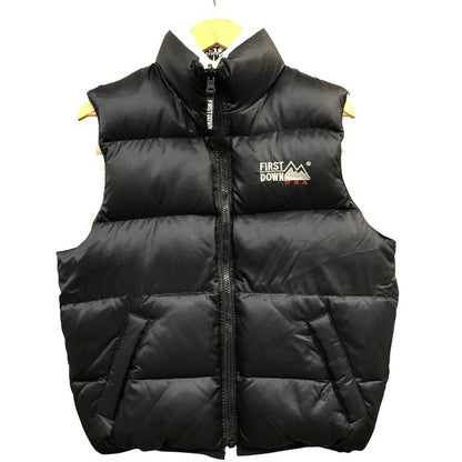 FIRST DOWN ファーストダウン ダウンベスト メンズ 冬  リバーシブル ブラック アイボリー Lサイズ 中古 N1
