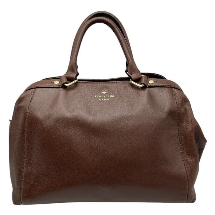 kate spade ケイトスペード ショルダー バッグ 牛革 ブラウン レザー 鞄 おしゃれ 本革 ボストン 中古 W４