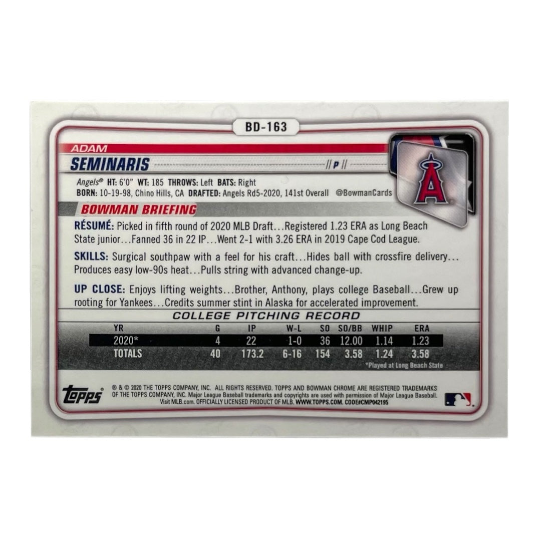 TOPPS MLBカード BOWMAN CHROME 1ST ADAM SEMINARIS ANGELS /250 #BD-163 中古 IT2