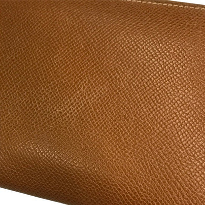 HERMES エルメス アザップロング シルクイン 長財布 レディース ラウンドジップ ファスナー スカーフ柄 ブラウン/オレンジ 中古 T1