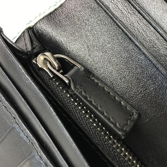 BVLGARI ブルガリ セルペンティ スカリエ マン 長財布 メンズ 二つ折り レザー 小銭入れあり バイカラー ミントブルー/ブラック 中古 T1