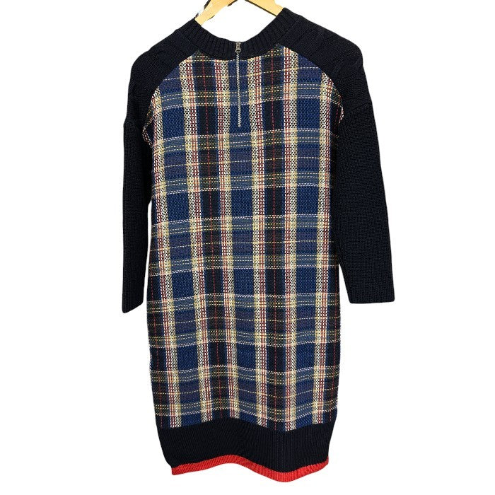 DAMA collection ダーマ・コレクション ケーブルニット ワンピース S チェック柄 レディース 秋 冬 ネイビー 中古 W４