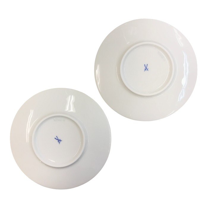 Meissen マイセン ロイヤルブロッサム カップ＆ソーサー 180ml ペア 2客 ホワイト コーヒー 立体 花レリーフ C/S 中古 T1