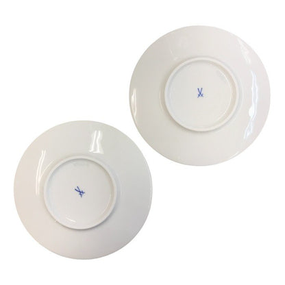 Meissen マイセン ロイヤルブロッサム カップ＆ソーサー 180ml ペア 2客 ホワイト コーヒー 立体 花レリーフ C/S 中古 T1