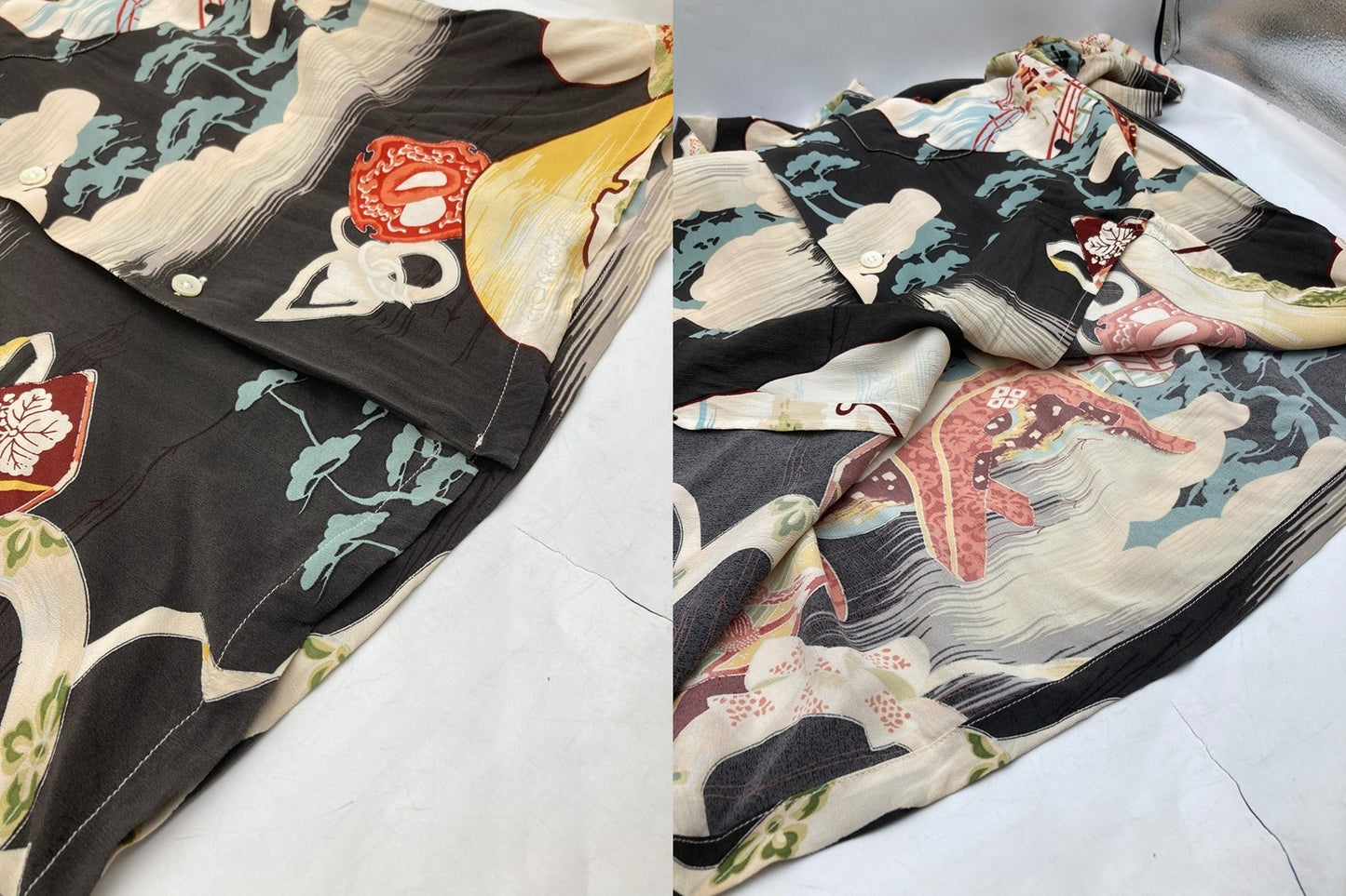 SUN SURF サンサーフ アロハシャツ 「SAMURAI THE BATTLEFIELD（合戦）」 SS32165 メンズ サイズS 中古 D4