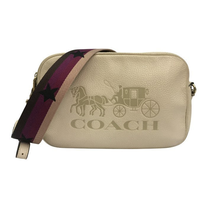 COACH コーチ ショルダーバッグ レディース レザー 馬車 ロゴ 斜め掛け アイボリー F75818 中古 T1