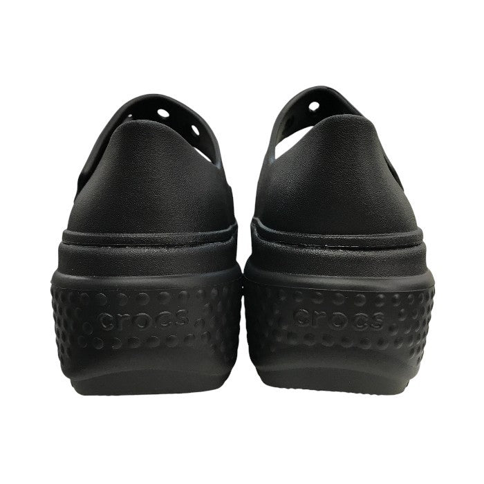 CROCS クロックス ストンプ メリージェーン サンダル レディース 厚底 ベルクロ ストラップ ブラック M6/W8/24cm 中古 T1
