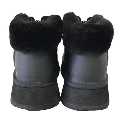 UGG アグ ファンケット ブーツ レディース レザー ジップアップ 厚底 艶消し マット ブラック 25cm 1120877 中古 T1