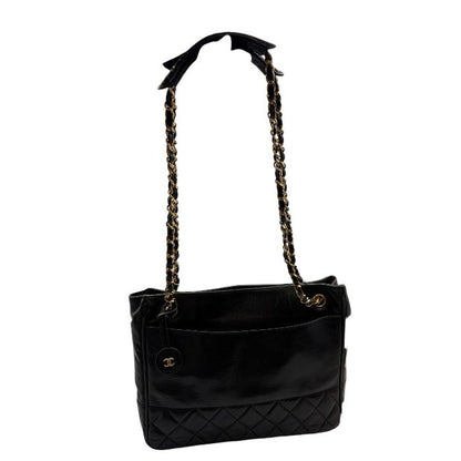 CHANEL シャネル マトラッセ ラムスキン チェーン トートバッグ ブラック 鞄 ラムレザー ブランド レディース 中古 W1