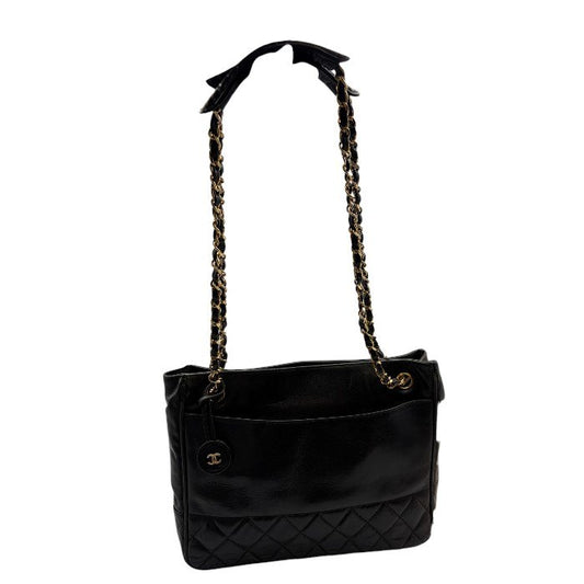 CHANEL シャネル マトラッセ ラムスキン チェーン トートバッグ ブラック 鞄 ラムレザー ブランド レディース 中古 W1