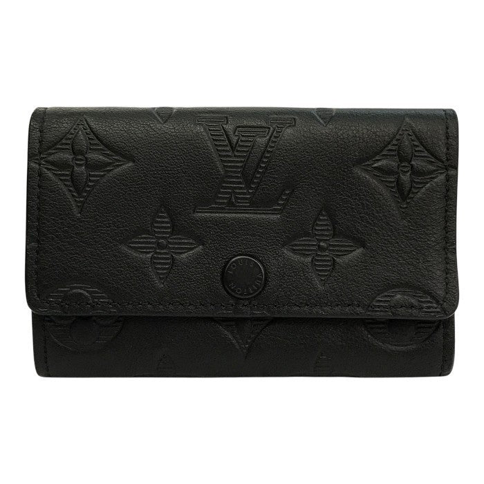 LOUIS VUITTON ルイヴィトン モノグラムシャドウ ミュルティクレ6 キーケース ユニセックス 6連 エンボス コンパクト ブラック M14825 中古 T1