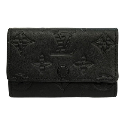 LOUIS VUITTON ルイヴィトン モノグラムシャドウ ミュルティクレ6 キーケース ユニセックス 6連 エンボス コンパクト ブラック M14825 中古 T1