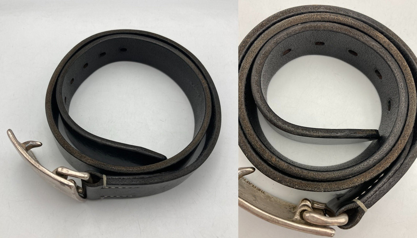 THE FLAT HEAD フラットヘッド プレートバックル レザーベルト ブラック サイズ32 中古 D4