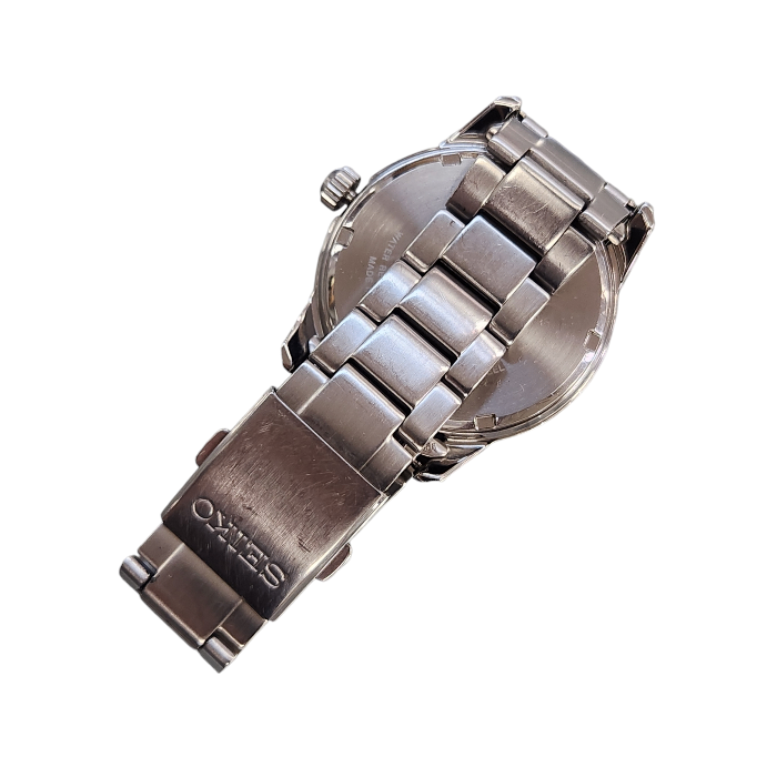 SEIKO セイコー 腕時計 メンズ ソーラー クォーツ デイデイト 日付 曜日 シルバー/ブラック V158-0AM0 中古 T1