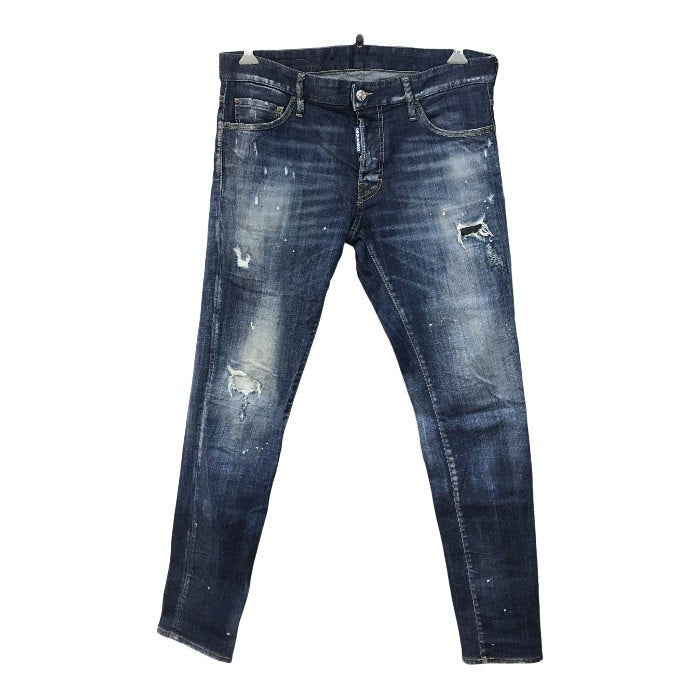 DSQUARED2 ディースクエアード デニムパンツ メンズ ジーンズ ボタンフライ ダメージ加工 インディゴブルー 48サイズ S74LB0871 S30342 中古 T1