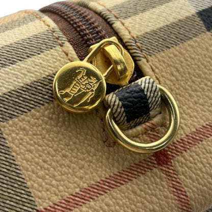 BURBERRY バーバリー トラベル ポーチ レディース PVC ノバチェック シャドーホース ベージュ系 ブランド 大きめ レディース かわいい 化粧ポーチ 小物入れ 中古 W４
