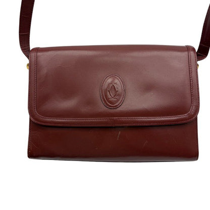 Must de Cartier マストドゥ カルティエ ショルダー バッグ ボルドー 鞄 ブランド レディース オールド ヴィンテージ 中古 W1