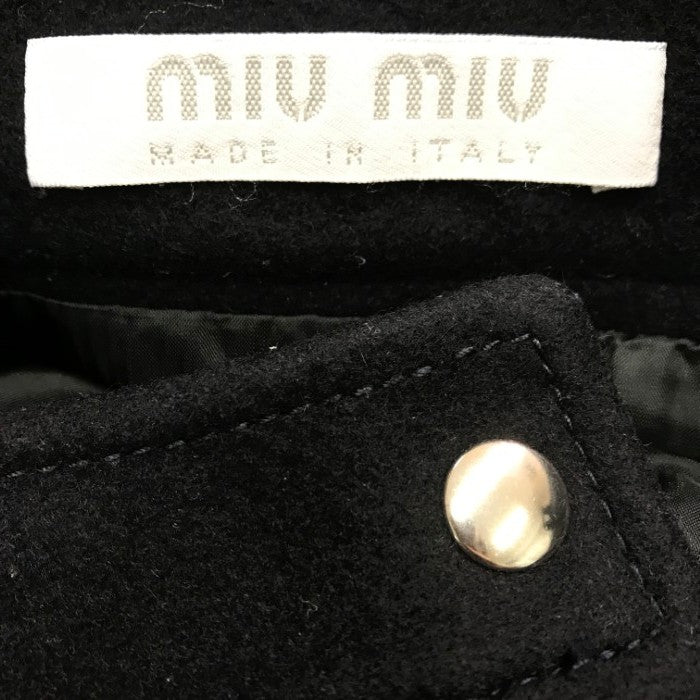 miumiu ミュウミュウ スカート レディース ウール 厚手 膝丈 無地 ブラック 40サイズ 中古 T1