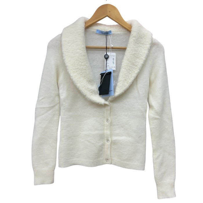 未使用品 Blumarine ブルマリン スワロフスキーボタン カーディガン WD0233303 IT38 レディース かわいい おしゃれ ホワイト 冬 秋 中古 W４