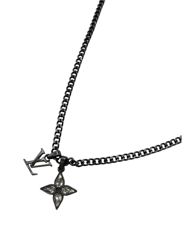 LOUIS VUITTON ルイヴィトン LVイニシャル モノグラム・フラワー ネックレス M00680 中古 D4