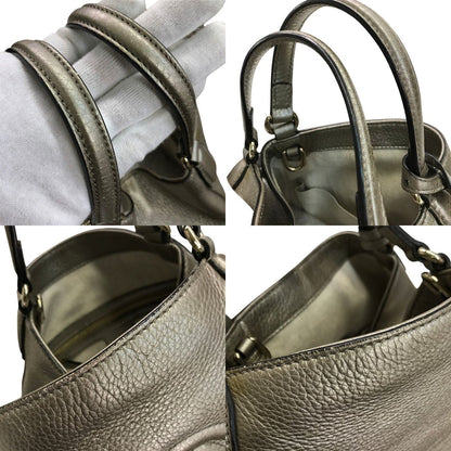 GUCCI グッチ インターロッキングG ソーホー ハンドバッグ レディース レザー フリンジ タッセルチャーム メタリックグレージュ 336751 中古 T1
