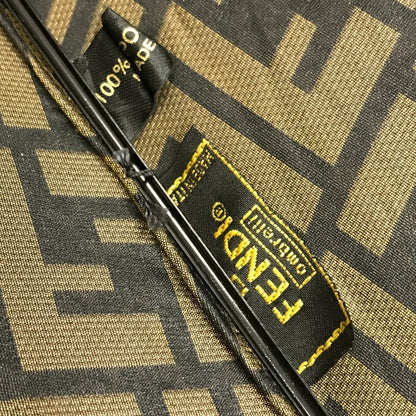 FENDI フェンディ ズッカ 長傘 レディース 60cm 8本骨 ポリエステル 手開き式 雨傘 ブラウン 中古 T1