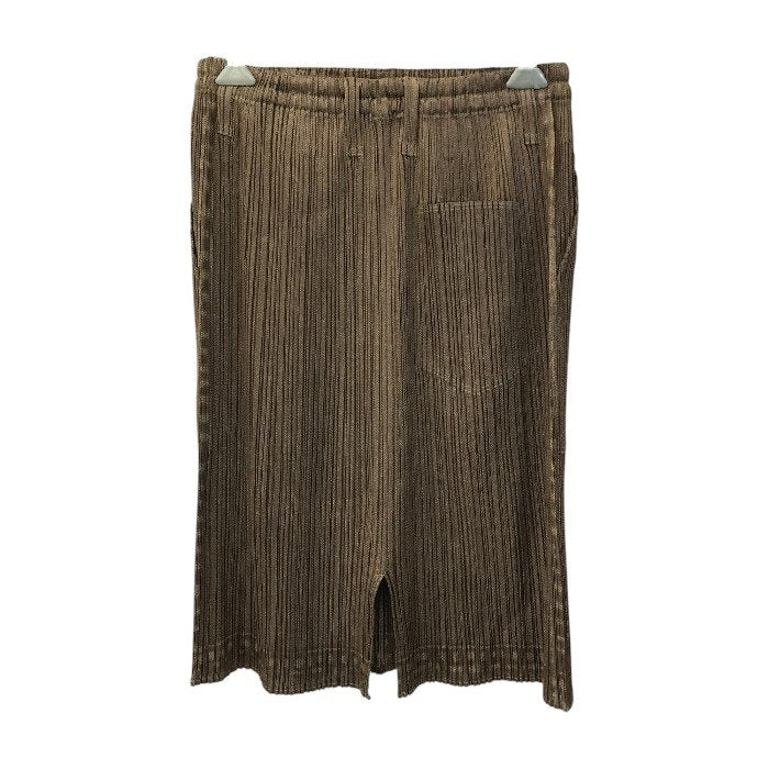 PLEATS PLEASE プリーツプリーズ スカート レディース 膝丈 ひざ丈 シンプル ウエストゴム イッセイミヤケ ブラウン 3サイズ PP64-JG342 中古 T1